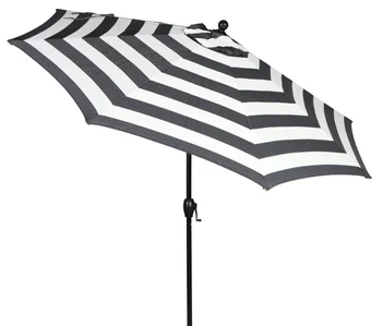 Открытый 9 'Полосатый круглый Кривошипный зонт премиум-класса для патио, пляжный зонт от солнца