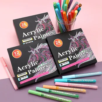 Акриловый маркер, тип пресса, складная цветная акварельная ручка, 36 цветов, водонепроницаемая и не выцветающая художественная ручка для рисования