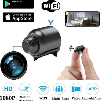 Мини-камера Беспроводной Wi-Fi 1080P Радионяня Камера Безопасности в помещении Камеры видеонаблюдения Ночного Видения Обнаруживают IP-камеру Широкоугольный