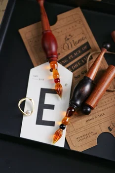[клоун] Деревянная ручка со стеклянным наконечником Dip-ручка ручной работы для письма