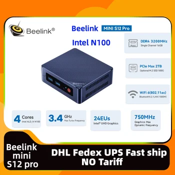 3-7 дней Глобальная доставка Beelink Mini S12 Pro intel N100 Mini S Мини-ПК 16 ГБ 500 ГБ Настольный Игровой Компьютер офисный мини-ПК геймер