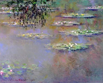 100% ручная работа, репродукция картины маслом с пейзажем на льняном холсте, водяные лилии Клода Моне