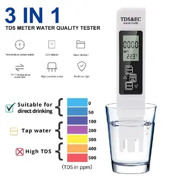 Портативные измерители PH воды, измеритель TDS, ручка, тестер электропроводности EC, монитор качества воды для питьевой воды, концентрация удобрений