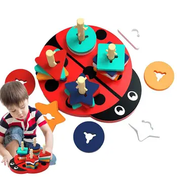 Игрушка-сортировщик в форме Монтессори, настольные игры, строительные блоки в форме деревянного Жука с сортировкой по цвету, игрушки для раннего развития детей