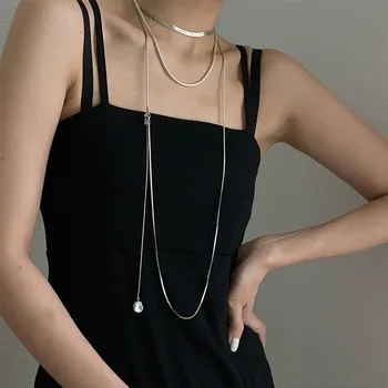 Серебряное ожерелье из змеиной кости S925 Длиной в один метр, цепочка с различными стилями ношения, модные украшения, индивидуальная одежда, праздничный подарок