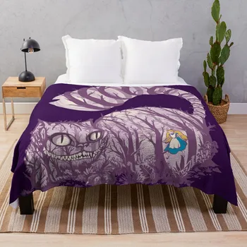 Внутренняя страна чудес (чеширский кот) Плед декоративное покрывало для дивана из ткани из микрофибры, кружевное ворсистое одеяло