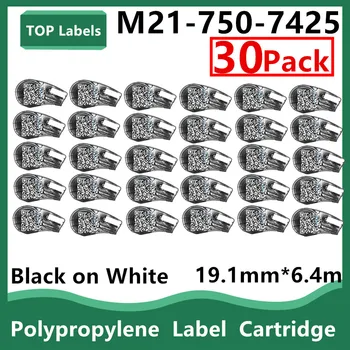 Сменный картридж для этикеток из полипропилена 10 ~ 30PK M21-750-7425 С надписями В этикетировочном устройстве, Ручной Принтер этикеток, Черный на белом 19,1 мм