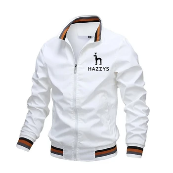 Мужская куртка с вышивкой логотипа HAZZYS, Новая осенняя модная повседневная куртка, пальто со стоячим воротником, бейсбольная форма, куртка-бомбер