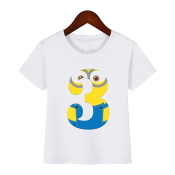 Белая футболка с принтом номера с Днем Рождения для мальчиков/девочек, летняя забавная одежда Kawaii для маленьких детей, одежда Y2K, прямая поставка