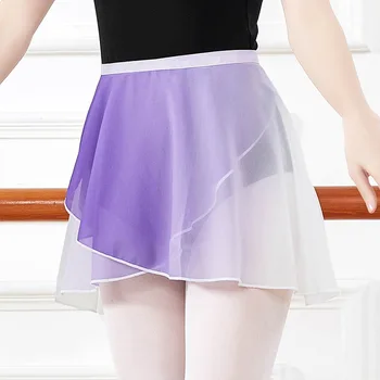 USHINE/ Шифоновая Балетная юбка с запахом градиентного цвета для взрослых, Танцевальное трико, платье-пачка для скейтбордистов для девочек