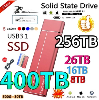 Портативный SSD Жесткий диск 256 ТБ 16 ТБ 8 ТБ 4 ТБ 2 ТБ 500 ГБ SSD Высокоскоростной Внешний жесткий диск M.2 Накопитель USB 3.1 Интерфейс Mass Storage