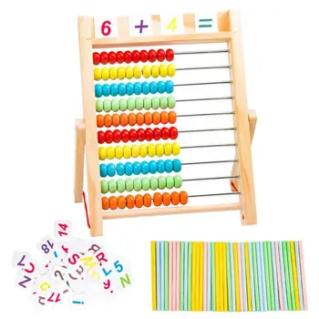 Развивающие Счеты Для детей Математические Деревянные Счеты Обучающие Счетные Рамки Игрушечные 10-Рядные Счеты в деревянной Рамке С Разноцветными бусинами