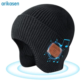 Bluetooth Шапочка-бини с наушниками, беспроводная вязаная зимняя шапка, встроенный микрофон и стереодинамики, уникальные технические подарки в наличии