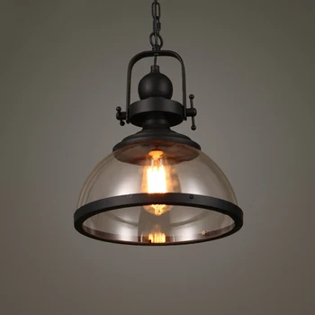 Ретро Железные светодиодные подвесные светильники Лофт Промышленная Кухонная Подвесная лампа для декора столовой Домашние светильники Стеклянный абажур