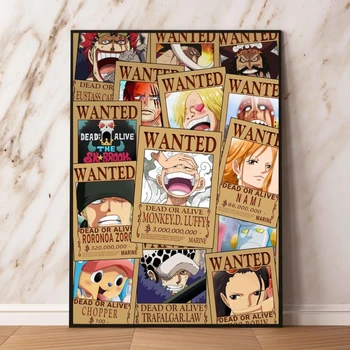Холст Художественная Картина One Piece Luffy Robin Zoro Wanted Picture Print Настенные Подарки Модульные Принты Современная Гостиная Подвесная