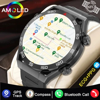 Смарт-Часы Мужские 1,5-дюймовый Полный сенсорный экран С Разрешением HD GPS Трек Голосовой Вызов NFC Часы Компас IP68 ЭКГ Smartwatch Для Huawei