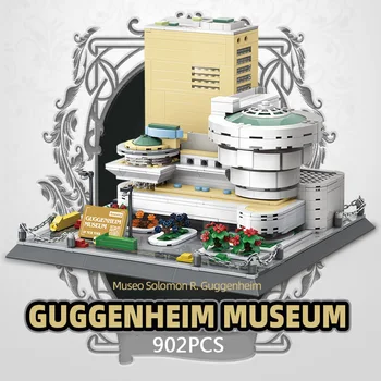 Всемирно известное искусство Архитектура Соединенные Штаты Нью-Йорк Музей Гуггенхайма Moc Building Block Model Brick Коллекция развивающих игрушек