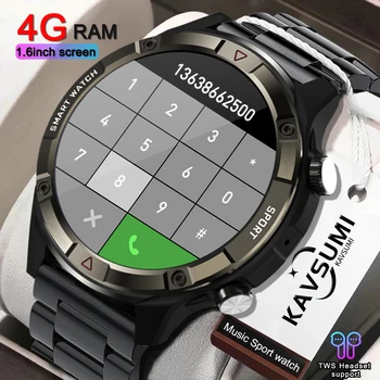 Новые Спортивные Смарт-часы 4G с памятью, Мужские AMOLED 454*454 HD, всегда отображающие время вызова по Bluetooth, Умные Часы Для Huawei TWS, наушники