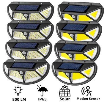 Солнечный Уличный Фонарь Открытый Солнечный Датчик Движения 3 Режима Работы Освещает IP65 Водонепроницаемую Солнечную Охранную Лампу для Двора Гаража Палубы