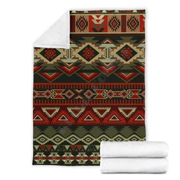 Красно-коричневое флисовое одеяло в стиле бохо ацтеков с забавным 3D принтом из Шерпы на кровать, домашний Текстиль, АКСЕССУАРЫ ДЛЯ ДОМА