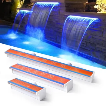Открытый Декоративный Настенный Фонтан Водосброс 12V RGB LED Освещение Искусственный бассейн Водопад Отвесный Каскад Спуска