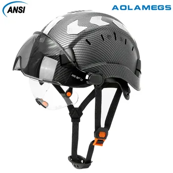 Строительный защитный шлем с козырьком, встроенные защитные очки, Светоотражающие наклейки для инженера, ABS, ANSI, Каска, Промышленная рабочая кепка, CE