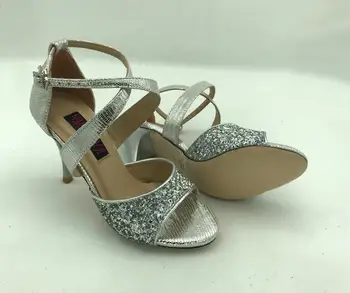 Удобная и модная обувь для танцев Аргентинское танго, вечерние туфли, свадебные туфли, кожаная подошва T62100SLG, каблук 9 см