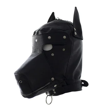 Желто-черные маски для собак из искусственной кожи для Косплея, Капюшоны для женщин и мужчин, Фетиш-маски для Хэллоуина, Костюмы, Аксессуары