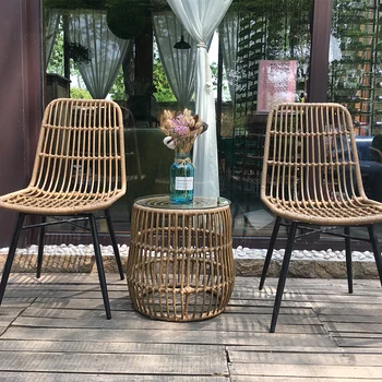 Уличные стулья из ротанга в скандинавском стиле, Минималистичный Современный Кованый Садовый стул для отдыха, Спинка, Балкон, Пляжный стул, уличная мебель